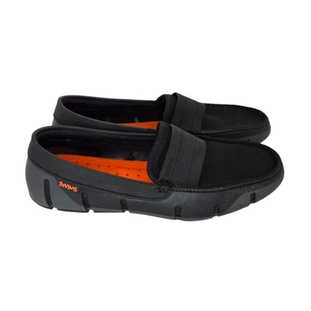 SWIMS Classic Penny Loafer Mens 8 Black Water Friendly Rubber Mesh Slip-On Shoes